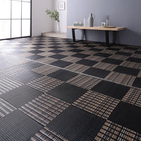 洗える い草調 ラグマット 日本製 江戸間8畳(約348×352cm) ブラック