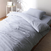 やわらか肌触り洗いざらしコットン 先染め糸 綿100% マットレス用カバー3点セット シングル ブルー