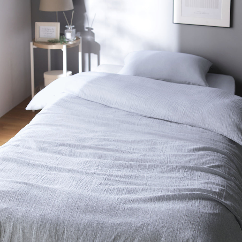 やわらか肌触り洗いざらしコットン 先染め糸 綿100% 掛布団カバー 単品・ブルー