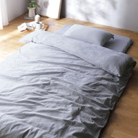 やわらか肌触り洗いざらしコットン 先染め糸 綿100% 敷布団用カバー3点セット シングル ブルー