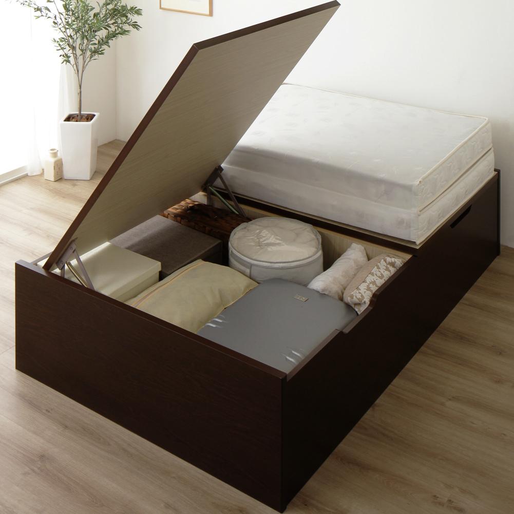 跳ね上げ ヘッドレス ベッド ブラウン