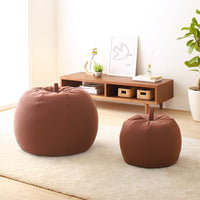 リンゴ型 ビーズクッション 2点セット(スモール・ビッグ) ブラウン