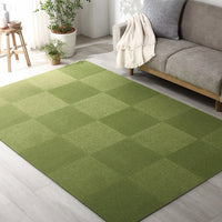 日本製 置くだけでズレない 洗える北欧調タイルカーペット ラグ用セット 約200×240cm(30枚セット) モスグリーン