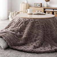 もこもこニット柄 こたつ掛け布団 単品 円形 直径170cm グレージュ