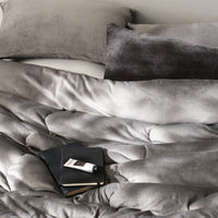 カバーが要らない掛け布団 単品 暖かベロア『Velmoa ベルモア』チャコールグレー