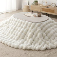 シンプルこたつローテーブル×ポコポコ布団 楕円形 2点セット(こたつテーブル:90×60cm + こたつ掛け布団:210×170cm) ホワイトウォッシュ/ホワイト