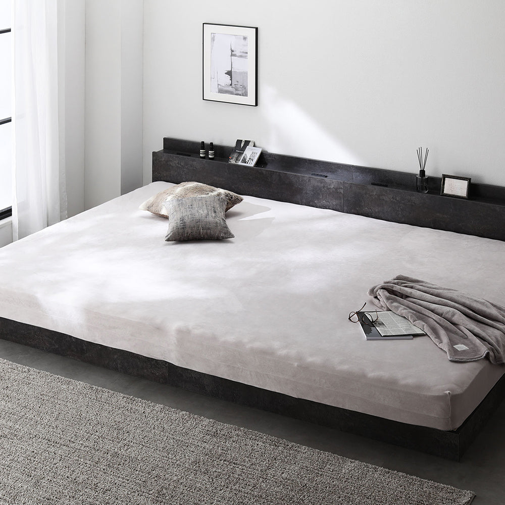 のびのびボックスシーツ 単品 暖かベロア『Velmoa ベルモア』ワイドキング200~280cm ライトグレー