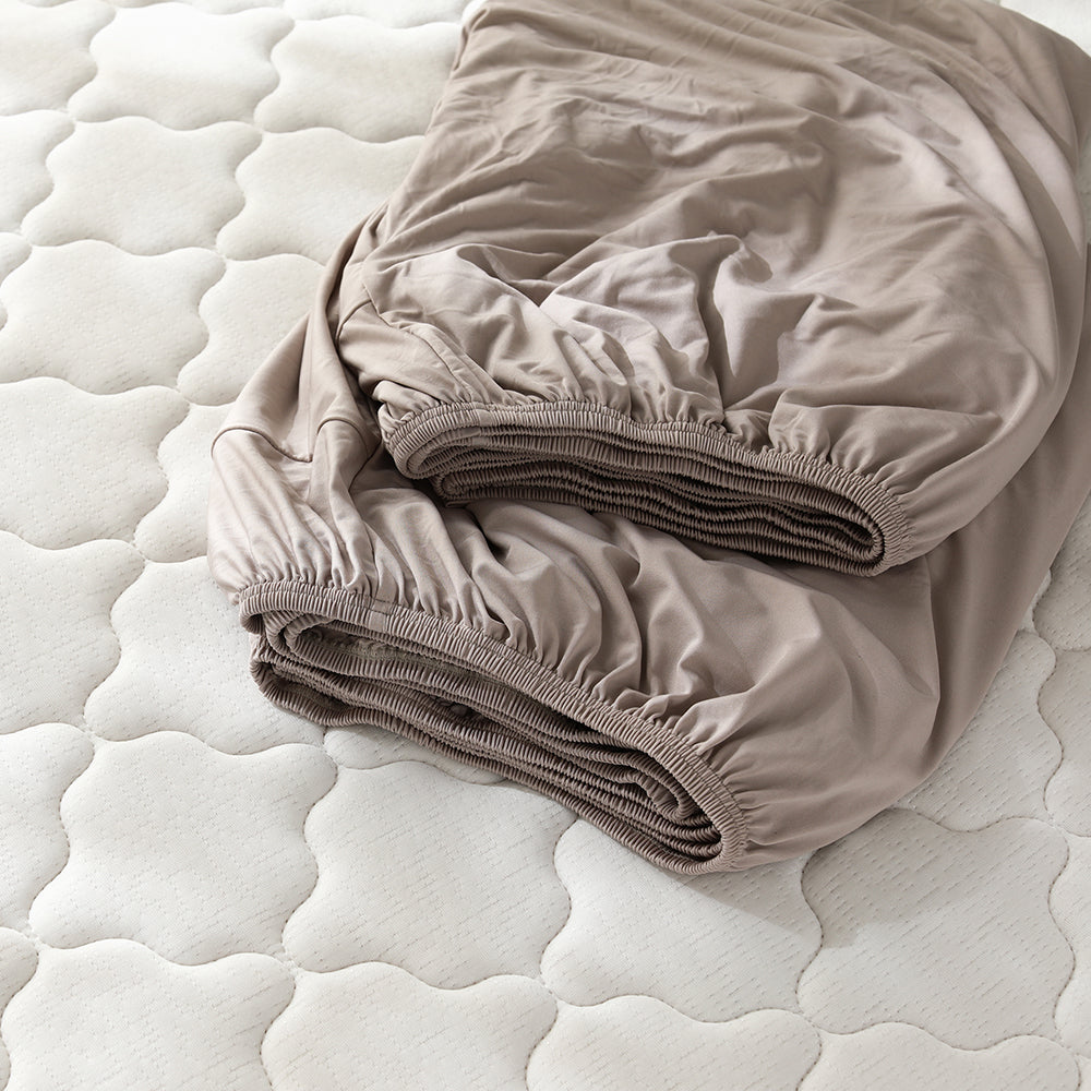 のびのびボックスシーツ 2枚セット 素材(すべすべニット) 『Palmoa パルモア』 ファミリーサイズ モカグレージュ