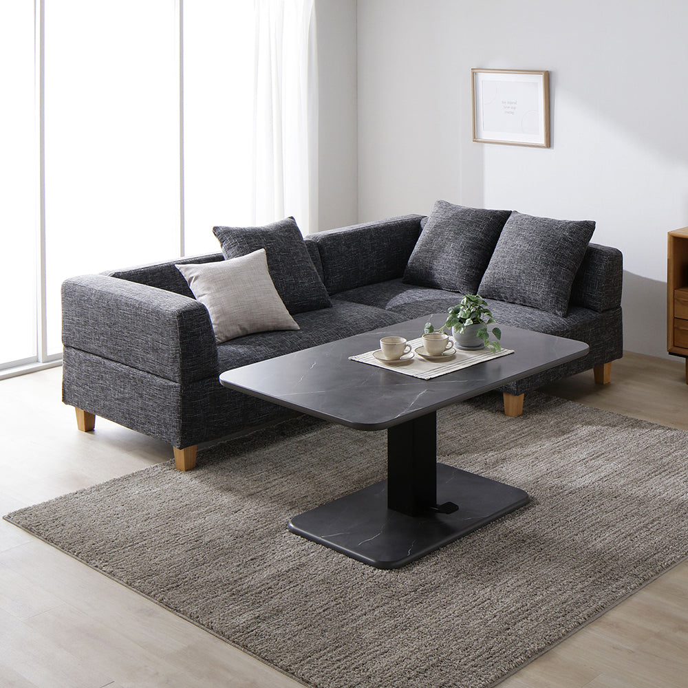 ソファ:ミックスグレー/テーブル:ストーングレー(大理石調) 木脚