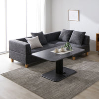 コーナーカウチソファ 『NAXAM ナザム』 テーブルセット(カウチ+カウチ+テーブル) ソファ:ミックスグレー/テーブル:ストーングレー(大理石調) 木脚