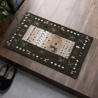 トルコ製 ウィルトン織り 玄関マット 約70×120cm イズミル(ブラウン)