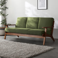 デザイナーズ 木枠ソファ 3人掛け 肘付き『VARANOJD ヴァーラネイド』 グリーン