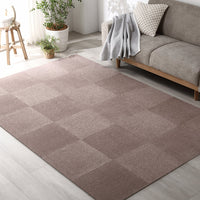 日本製 置くだけでズレない 洗える北欧調タイルカーペット ラグ用セット 約160×160cm(16枚セット) アッシュブラウン