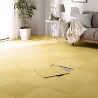 日本製 置くだけでズレない 洗える北欧調タイルカーペット 単色10枚セット(約40×40cm) ペールイエロー