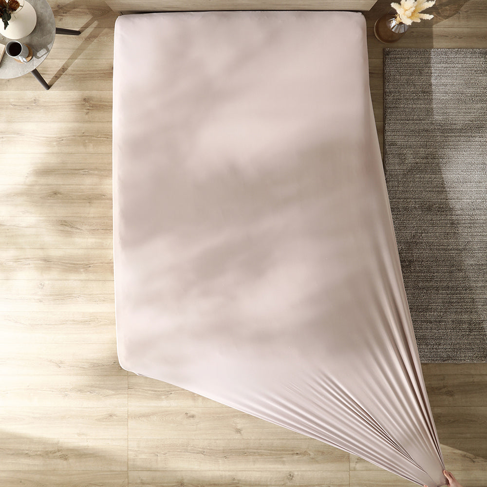 のびのびボックスシーツ 単品 素材(すべすべニット) 『Palmoa パルモア』 単身サイズ モカグレージュ