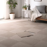 日本製 置くだけでズレない 洗える北欧調タイルカーペット 敷き詰め用セット 江戸間・団地間4.5畳(49枚セット) モカベージュ