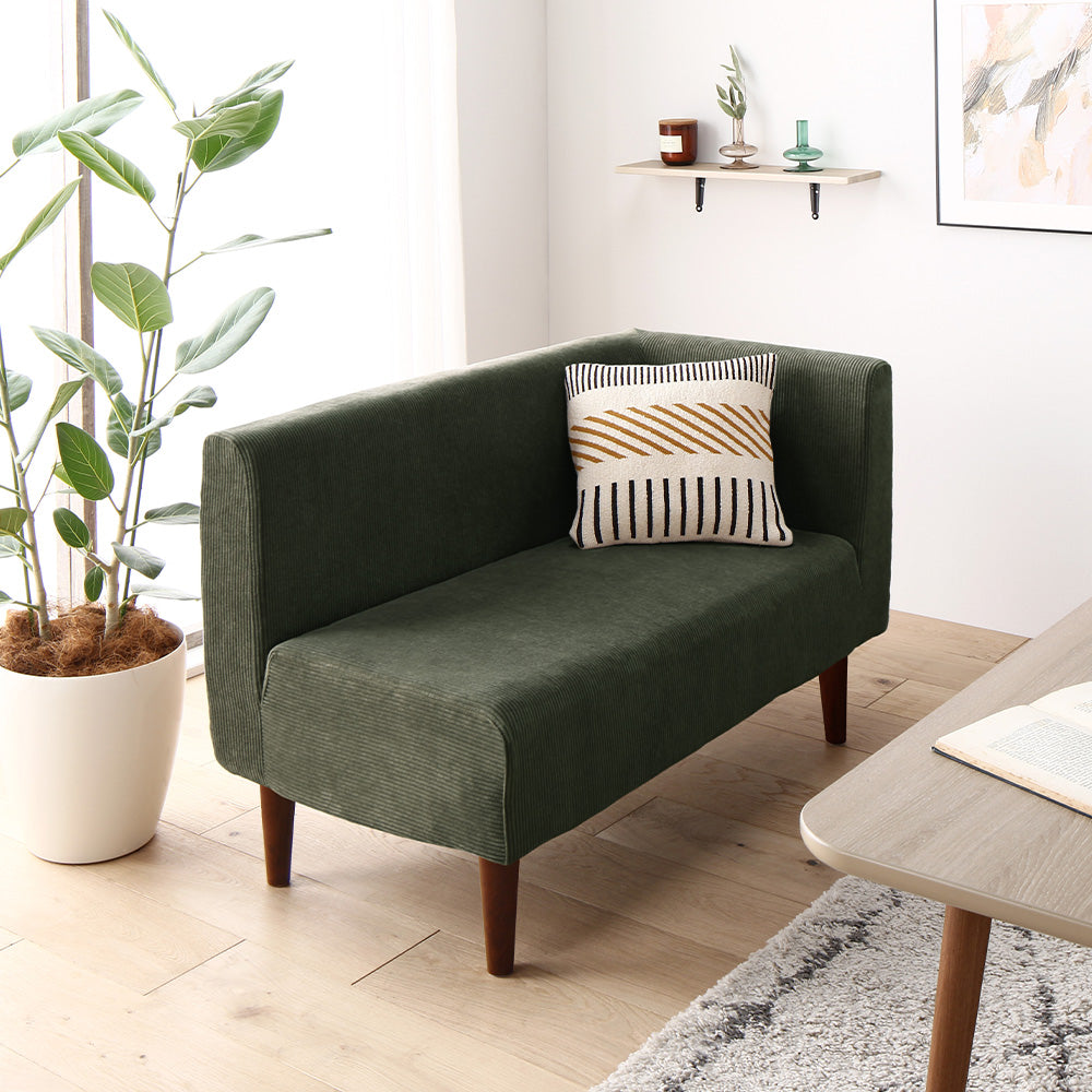 ダイニングソファ 日本製 コーナーソファ単品 左コーナー コーデュロイモスグリーン