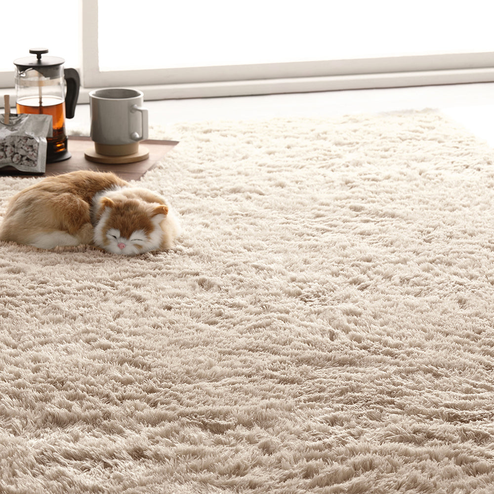 洗えて清潔!さらふわ触感ラグ・ 正方形/長方形・アイボリー