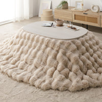 ふわとろラビットファー調 ポコポコこたつ掛け布団 単品 210×170cm(楕円形) ベージュ