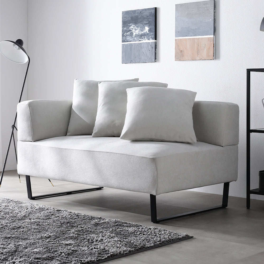 コーナーカウチソファ 『NAXAM ナザム』 カウチソファ単品 アッシュホワイト