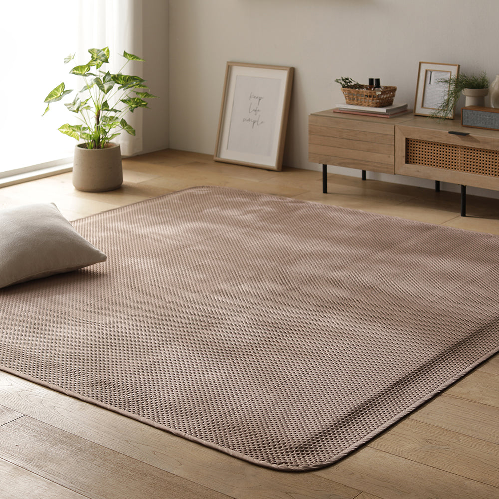 イブル風 洗えるグリッドキルト 『waffulto ワッフルト』 マルチカバー単品 モカ