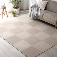 日本製 置くだけでズレない 洗える北欧調タイルカーペット ラグ用セット 約200×200cm(25枚セット) モカベージュ