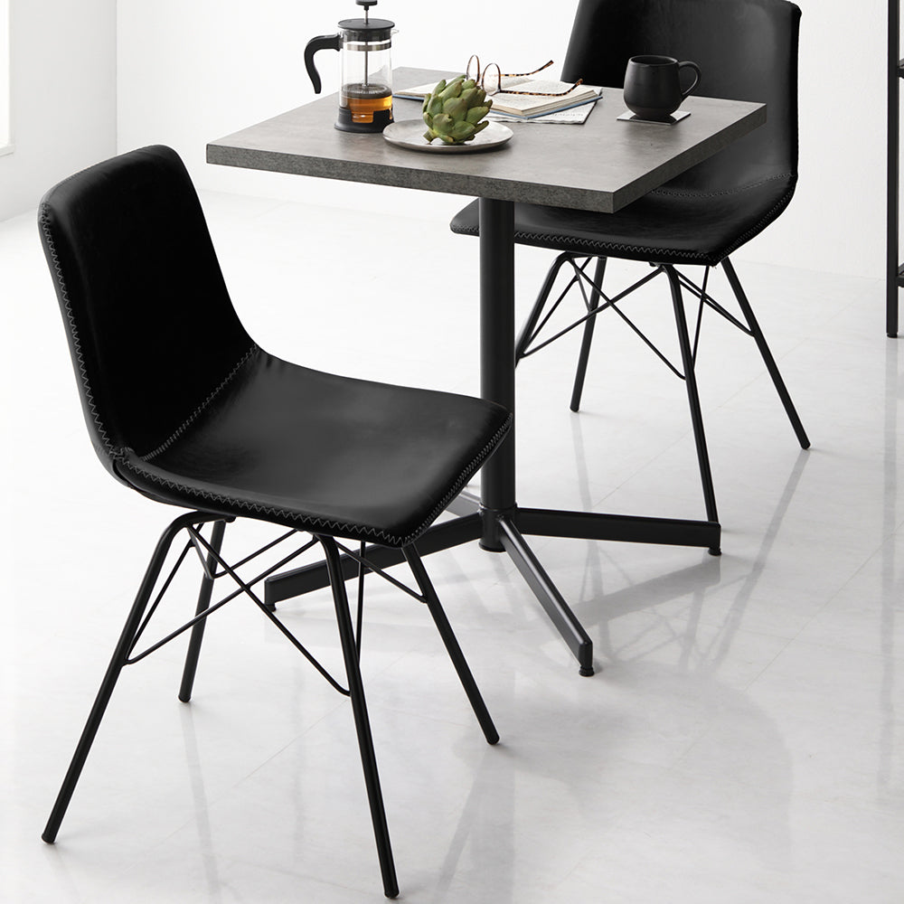 3点セット【テーブル(ナチュラル)+レギュラータイプ チェア2脚(ブラック)】