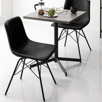 2人掛けダイニング3点セット(幅60cmテーブル/ストーングレー+レギュラータイプチェア2点/ブラック)