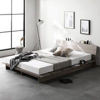 ステージベッド 棚付き コンセント付き 『TUULIE トゥーリエ』 グレージュ