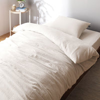 やわらか肌触り洗いざらしコットン 先染め糸 綿100% マットレス用カバー3点セット シングル アイボリー