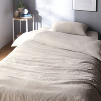 やわらか肌触り洗いざらしコットン 先染め糸 綿100% 掛布団カバー 単品 アイボリー