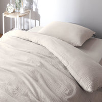 やわらか肌触り洗いざらしコットン 先染め糸 綿100% (掛布団カバー+枕カバー) 2点セット シングル アイボリー