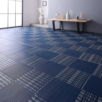 洗える い草調 ラグマット 日本製 江戸間6畳(約261×352cm) ネイビー