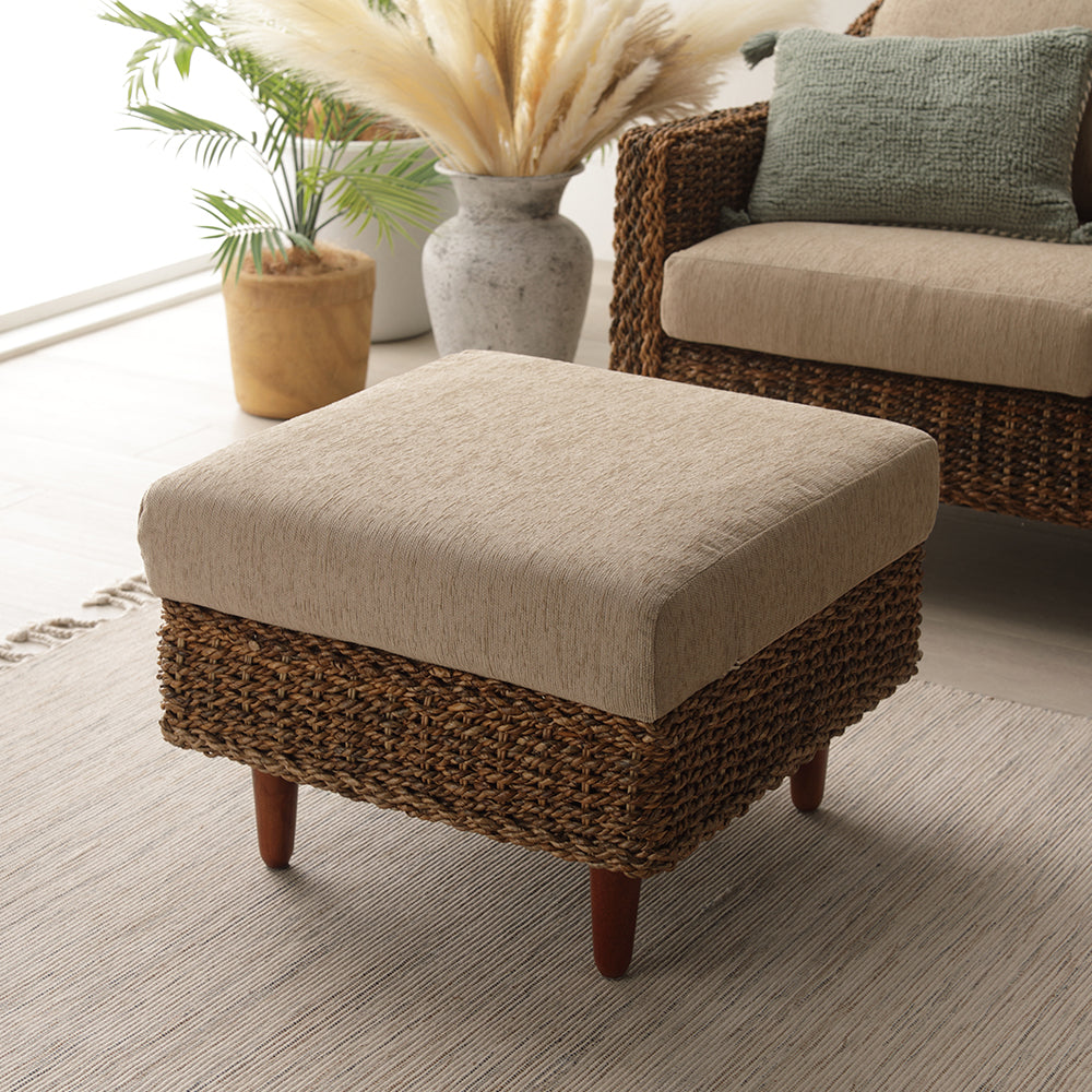 天然素材リゾートソファ(アバカ)オットマン・ベージュ