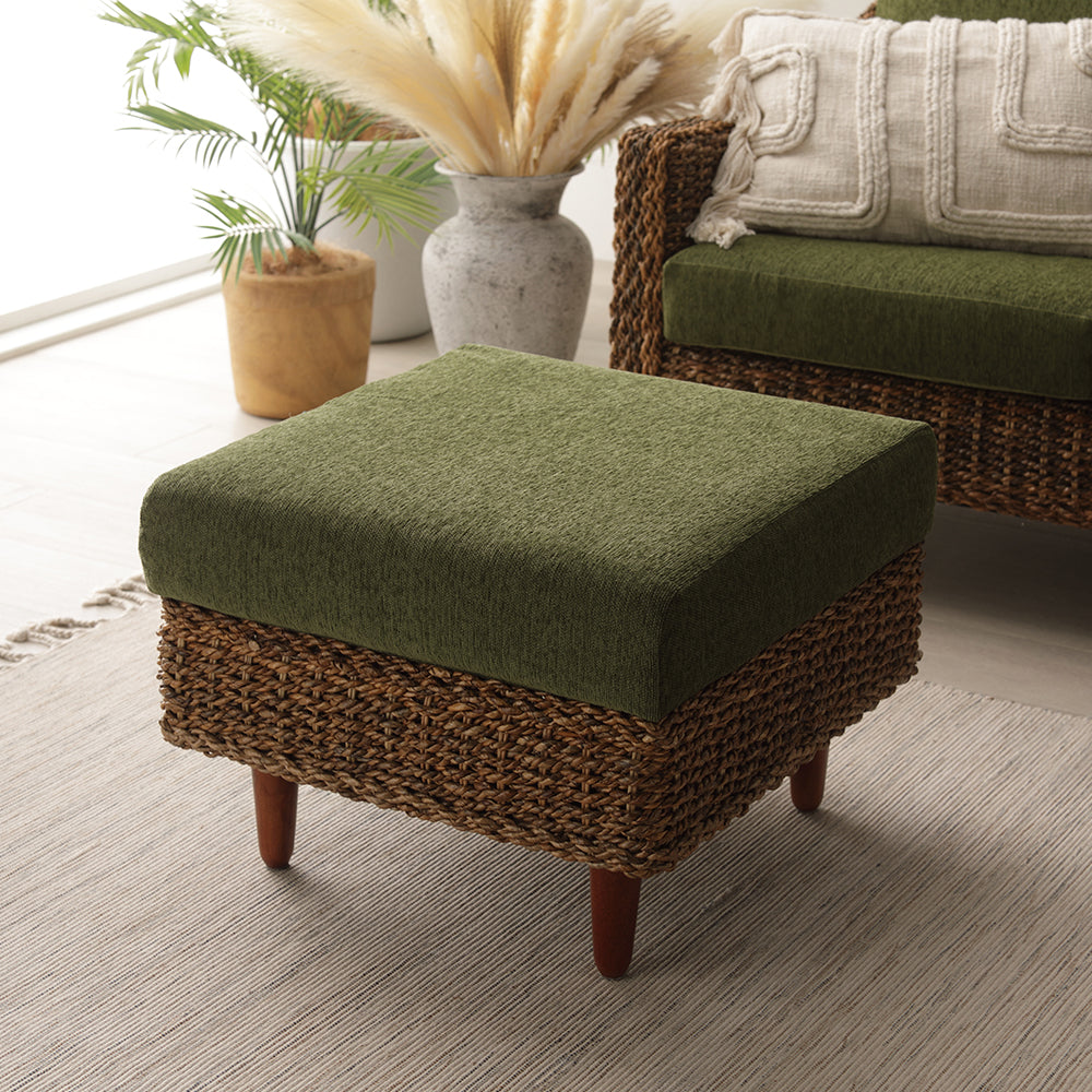 天然素材リゾートソファ(アバカ)オットマン・グリーン