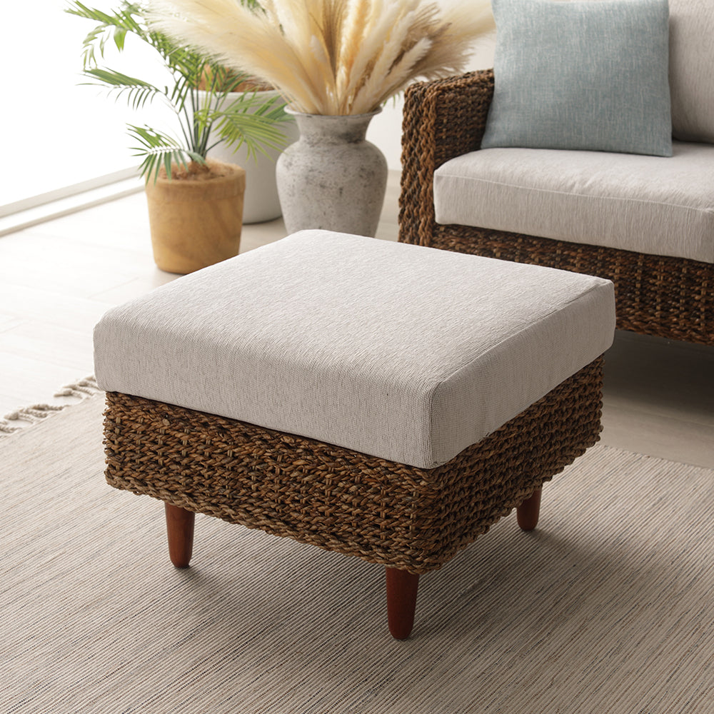 天然素材リゾートソファ(アバカ)オットマン・スノーホワイト