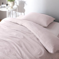 やわらか肌触り洗いざらしコットン 先染め糸 綿100% (掛布団カバー+枕カバー) 2点セット シングル ピンク