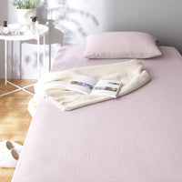 やわらか肌触り洗いざらしコットン 先染め糸 綿100% ボックスシーツ 単品 ピンク