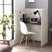 パーテーションデスク 木製 幅90cm ホワイト×ブラウン