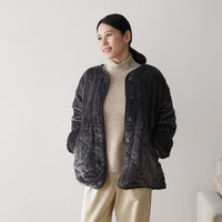 あったかフランネル『fuwanmel フワンメル』着る毛布 ショート丈 チャコールグレー×グレージュ