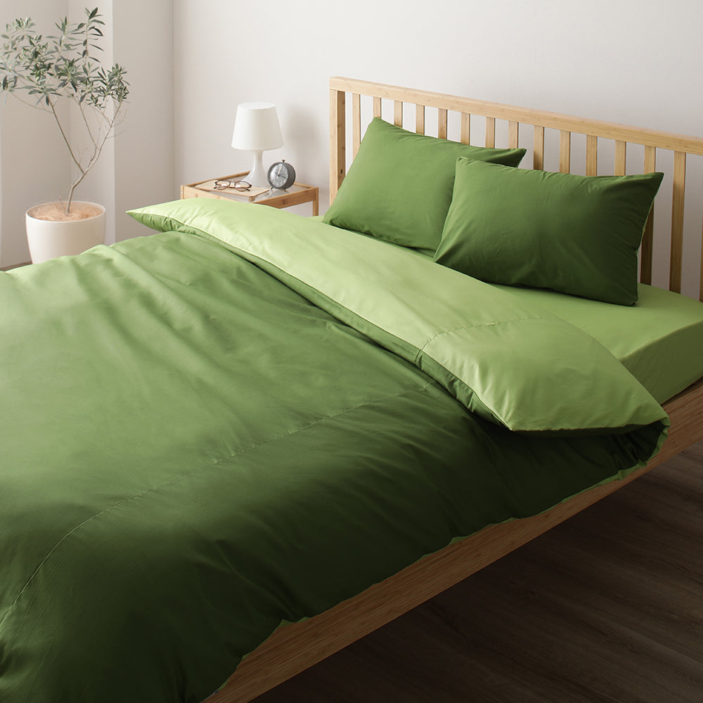 シーツセット 布団用・オリーブグリーン×ライムグリーン