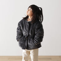 あったかフランネル『fuwanmel フワンメル』着る毛布 キッズ チャコールグレー×グレージュ
