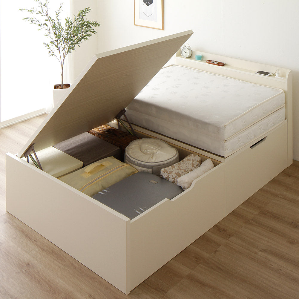 跳ね上げベッド 日本製 アイボリー