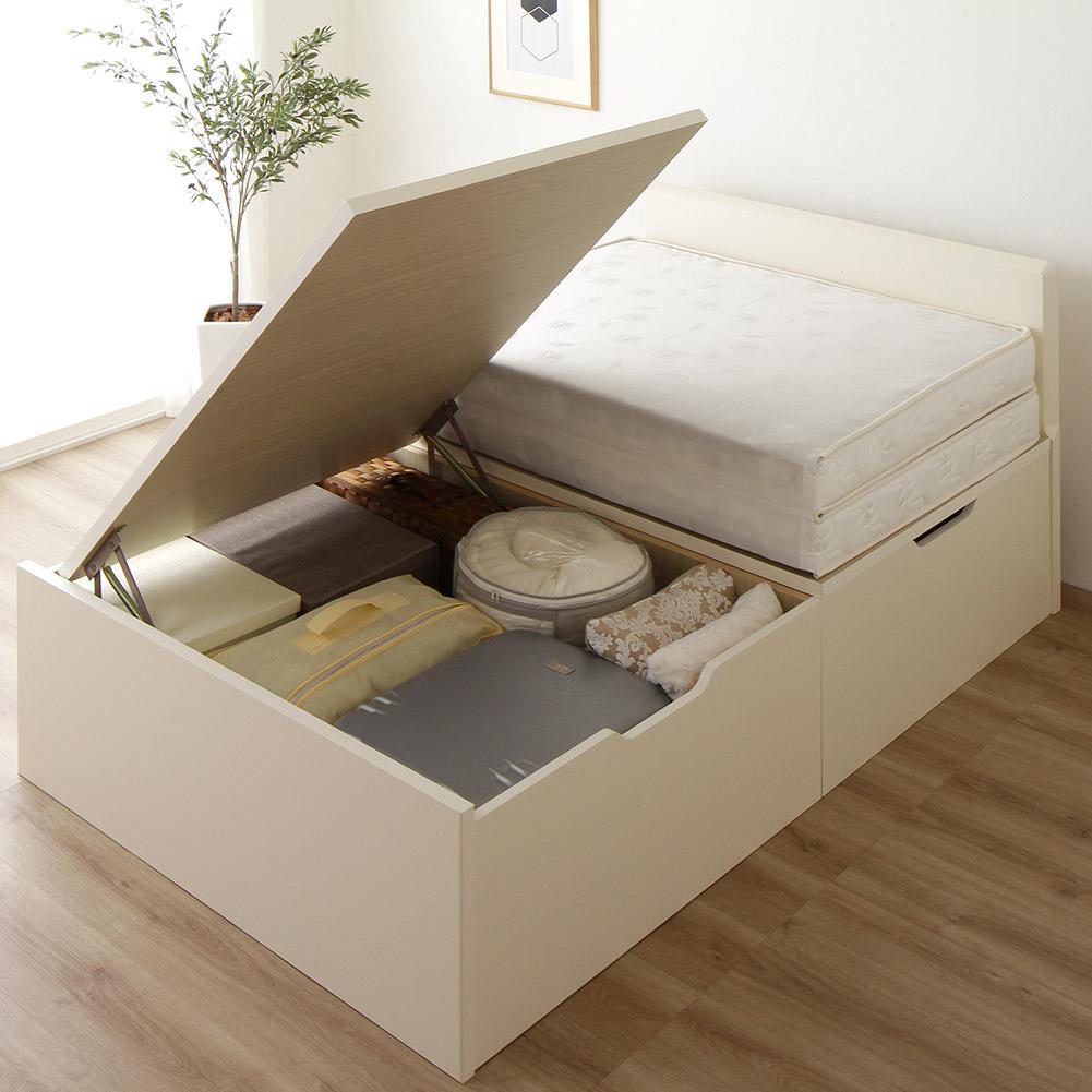 フラットヘッドボード 跳ね上げ ベッド アイボリー