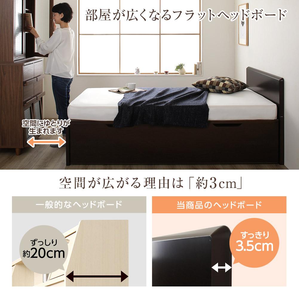 フラットヘッドボード 跳ね上げ ベッド スリム