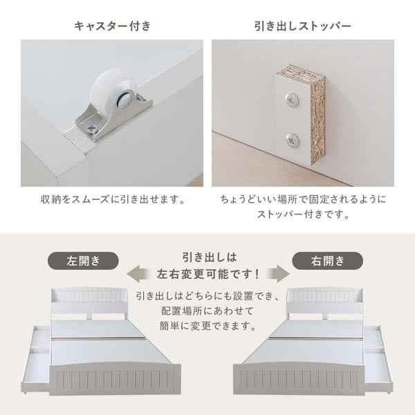 キャスター付き/引き出しストッパー付き