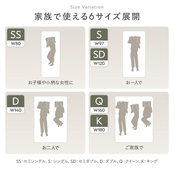 家族で使える6サイズ展開