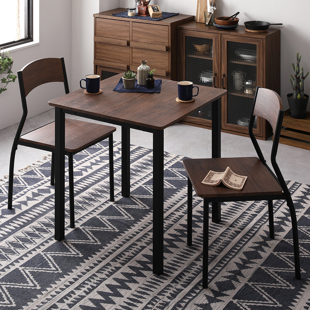 2人掛けダイニングセット(テーブル+シンプルデザインチェア)ブラウン×ブラック