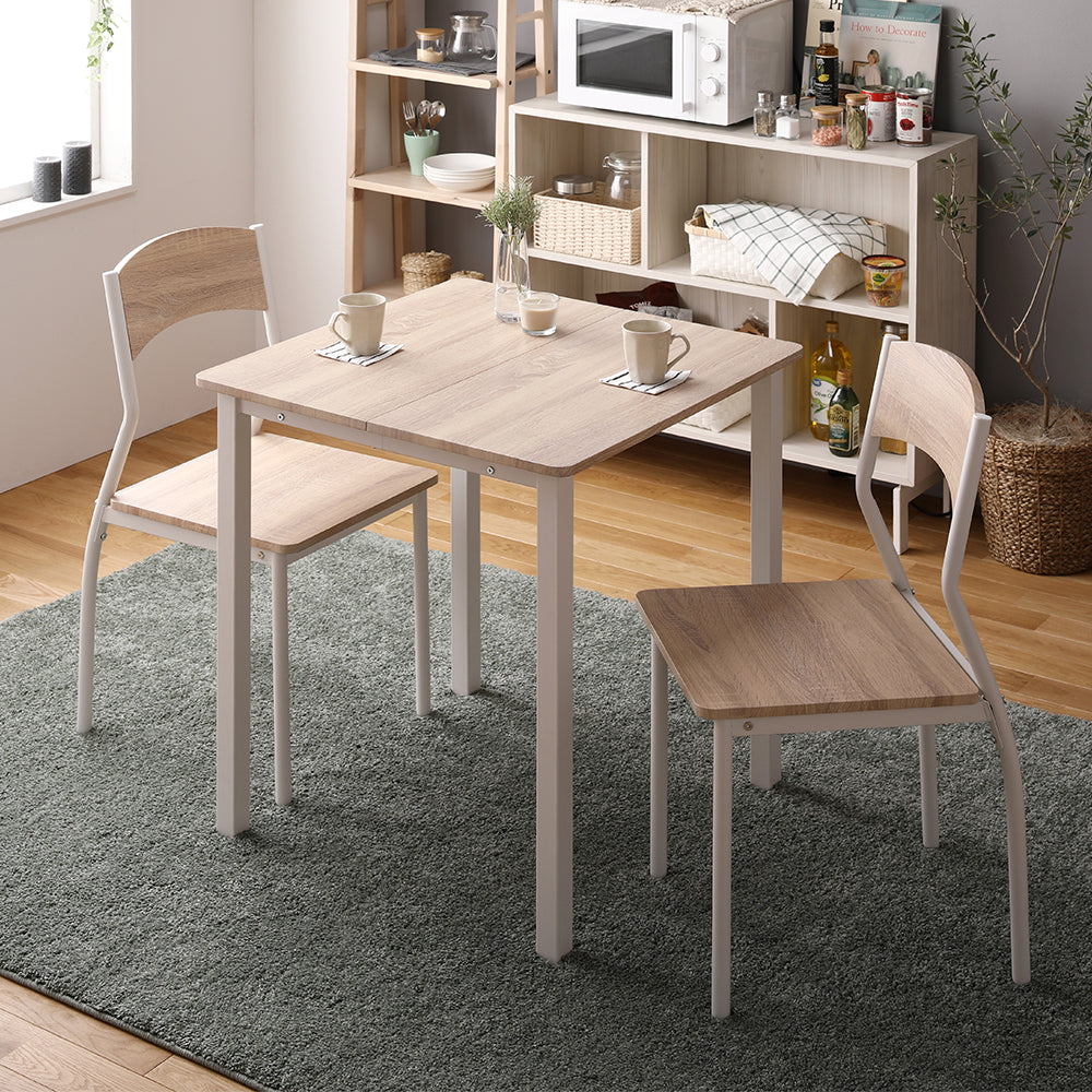 2人掛けダイニングセット(テーブル+シンプルデザインチェア)ナチュラル×ホワイト