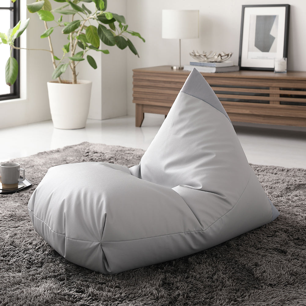 ビーズクッション 取っ手付きタイプ(レザー調)グレー